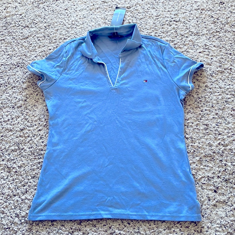 NWT Tommy Hilfiger Women’s Blue Polo Shirt Sz L